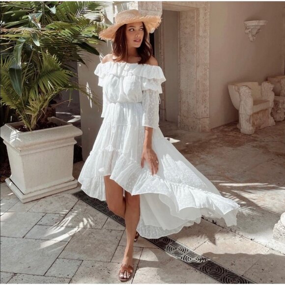 Misa Los Angeles White High Low Dress - Picture 1 of 6